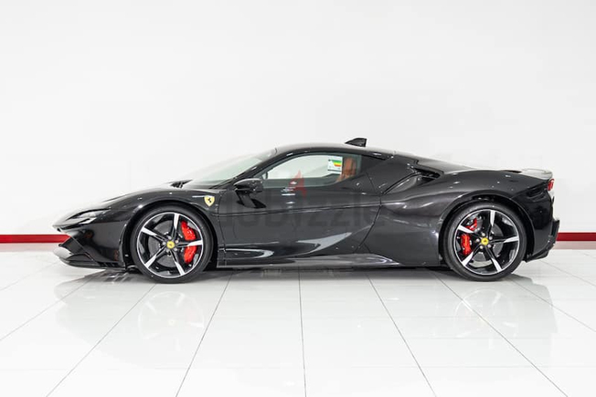 WARRANTY JUN 2025 + SERVICE JUN 2029 || GCC Ferrari SF90 Stradale 2022 Black-Orange 500KM