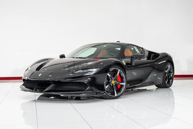 WARRANTY JUN 2025 + SERVICE JUN 2029 || GCC Ferrari SF90 Stradale 2022 Black-Orange 500KM