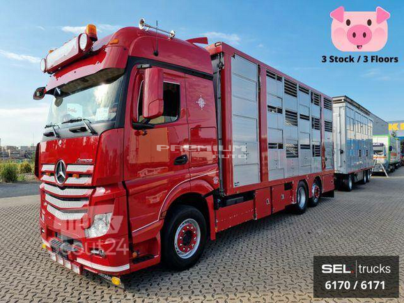 Mercedes-Benz - Actros / Durchladezug / 3 Stock / Lenkachse - Скотовоз